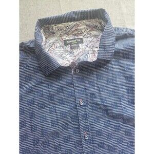 Claiborne Stretch Men's 2XLT Tall Blue White Plaid Long Sleeve Button Down Shirt